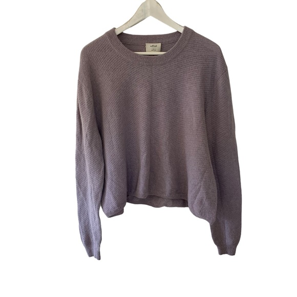 Aritzia Wilfred Aubri Alpaca Cropped Knit Sweater Lilac Fog Purple Size Large - Picture 3 of 9